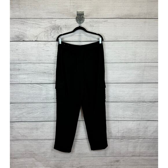 Chico's Women's Black Textured Cargo Tie Waist Straight Leg Pants Size 14 - Picture 7 of 10